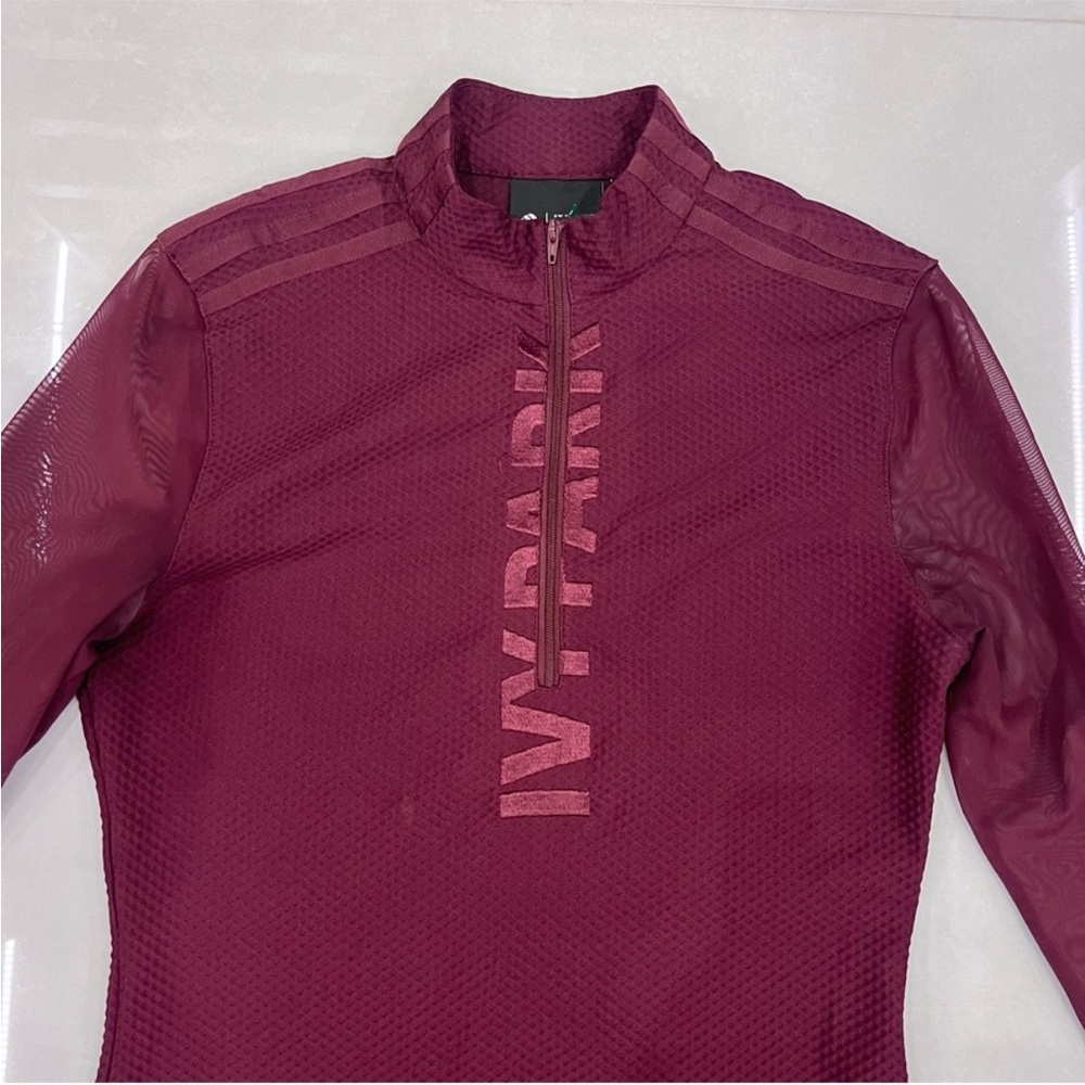 Adidas × IVY PARK Long Sleeve Front Zip Bodycon Asymmetric Mini Dress Maroon S - Picture 9 of 12
